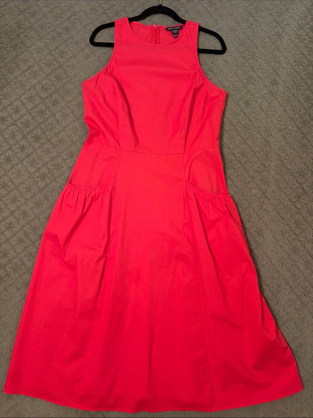 Maggy London Bright Red Sleeveless Midi Fit-and-Flare Dress